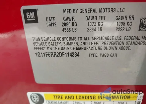 2013 Chevrolet Malibu Eco Premium Audio z USA, uszkodzony, nr VIN 1G11F5RR2DF114384